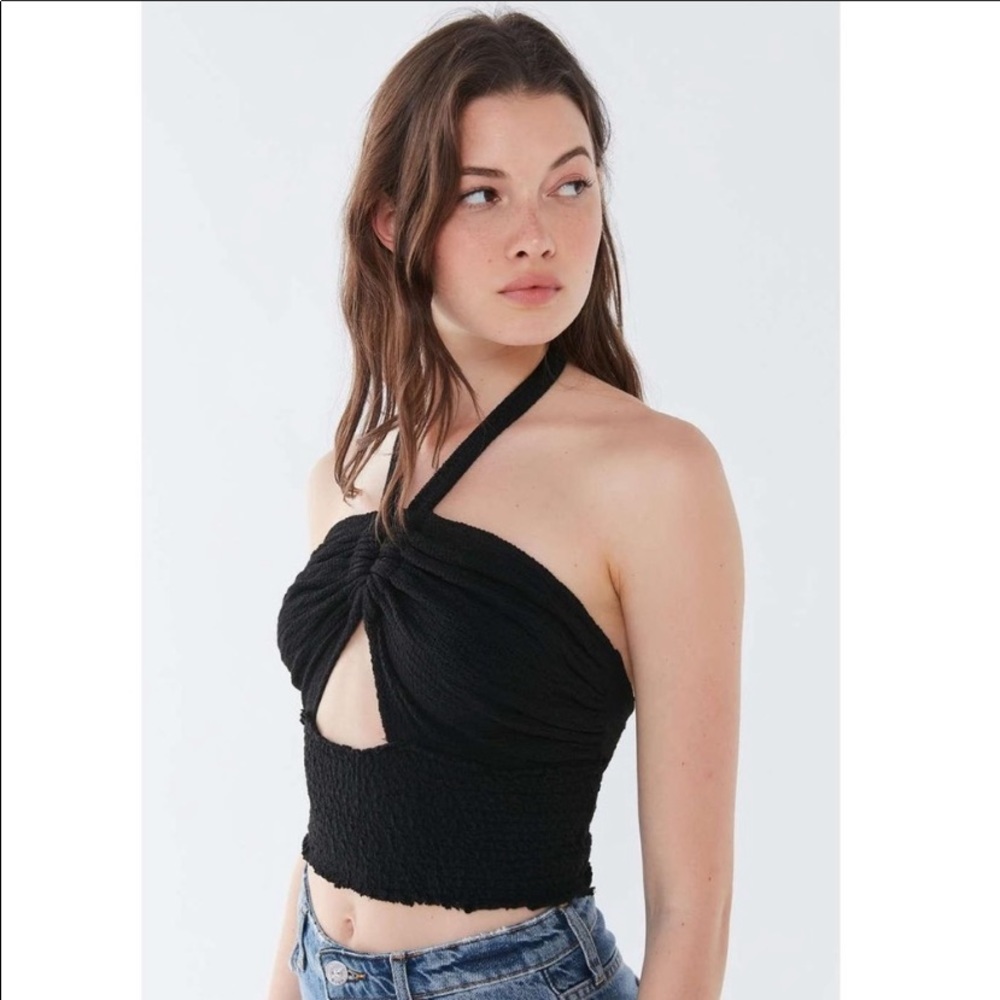 urban outfitters ruched cut out halter top